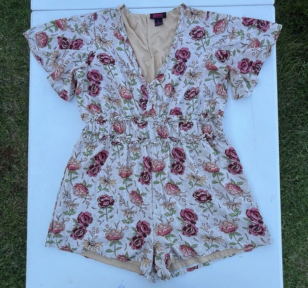 ROCK & ROLL COWGIRL'S FLORAL ROMPER RRW1R2R0UZ SIZE L - 2 Flaws